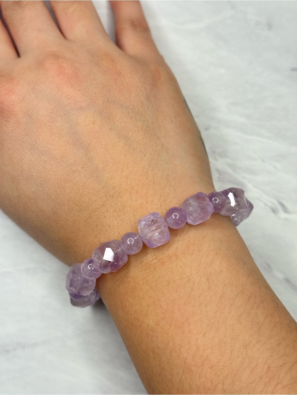 Amethyst Beaded Stretch Bracelet
